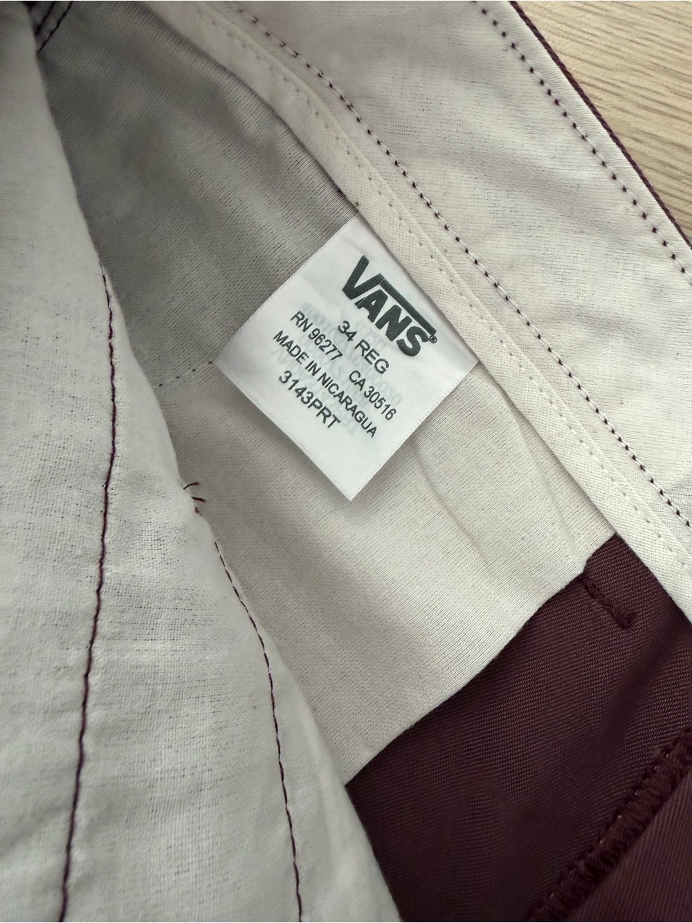 Vans Burgundy Straight-Leg Chino Pants - Picture 5 of 5